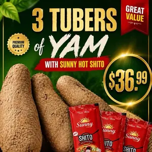 Ghana yam  3 pieces + Free kpakpo shito green sauce all for $36.99 only. Spicy Dip Spicy Blend