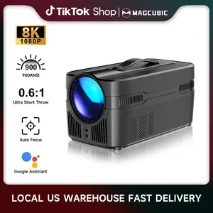 [US warehouse] Magcubic HY450C Projector Auto Focus 8K Decode 900ANSI 0.6:1 Ultra Short Throw Full HD Native 1080P Auto Offset WiFi6 BT5.4 Built-in Daul 5W HiFi Speaker Auto Keystone Correction Home Theater Black Friday Gift