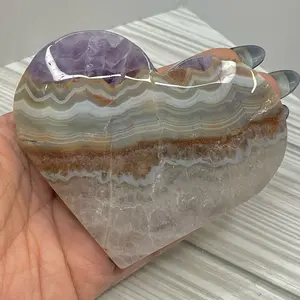 XL Amethyst Crazy Lace Agate Heart for Prosperity & Joy