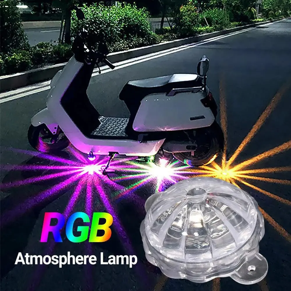 Car Motorcycle LED Underglow Lights, Colorful Atmosphere Lamp, Round Decorative Light, Flashing Flowing Underglow Lights, Customizable Glow