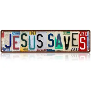 Vintage Jesus Saves Wall Decor Home Business Decor Street Signs Metal Signs 16 x 4 Inches