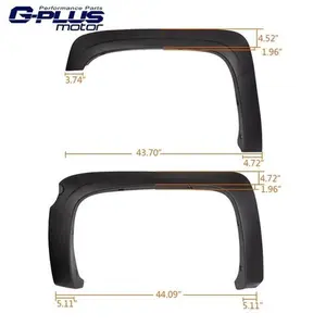Textured Black Polypropylene Bolt-In Fender Flares Set - Off-Road Car Wheel Protector, Off Road Accessories, Vehicle Exterior Mud Flaps for 2007-2013 Chevy Silverado 1500 Crew Cab with 5.8' Bed