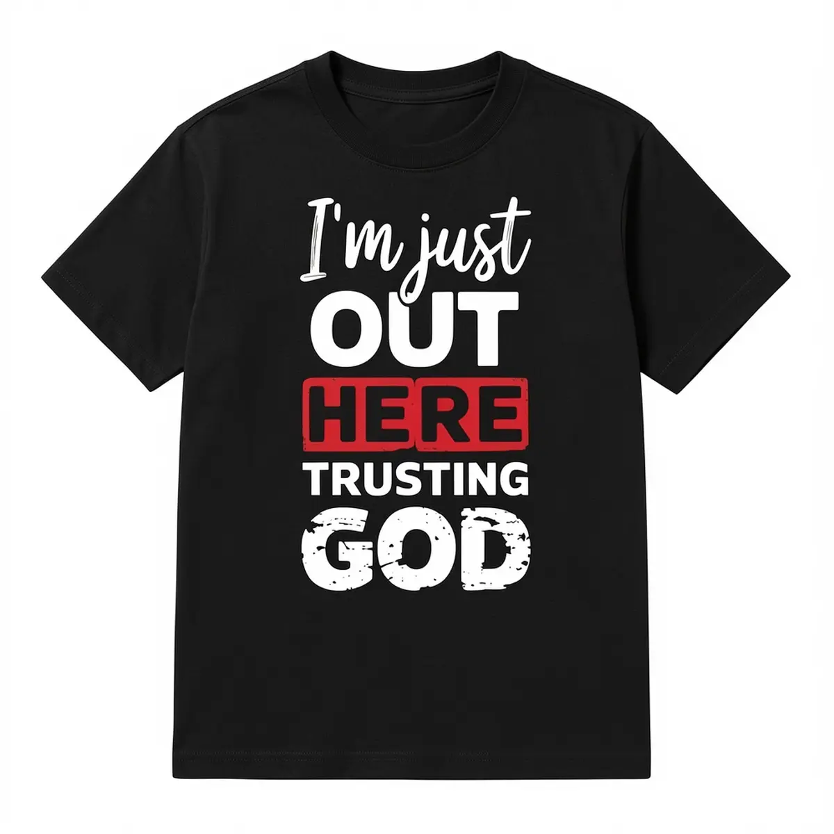 Cotton I'm Just Out Here Trusting God Christian Religious T-Shirt Golf Gift T-Shirt For Men and Women