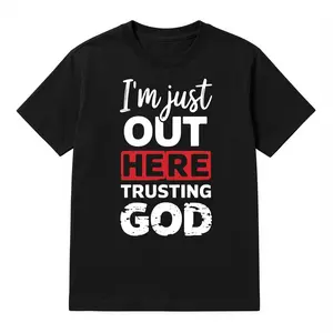 Cotton I'm Just Out Here Trusting God Christian Religious T-Shirt Golf Gift T-Shirt For Men and Women