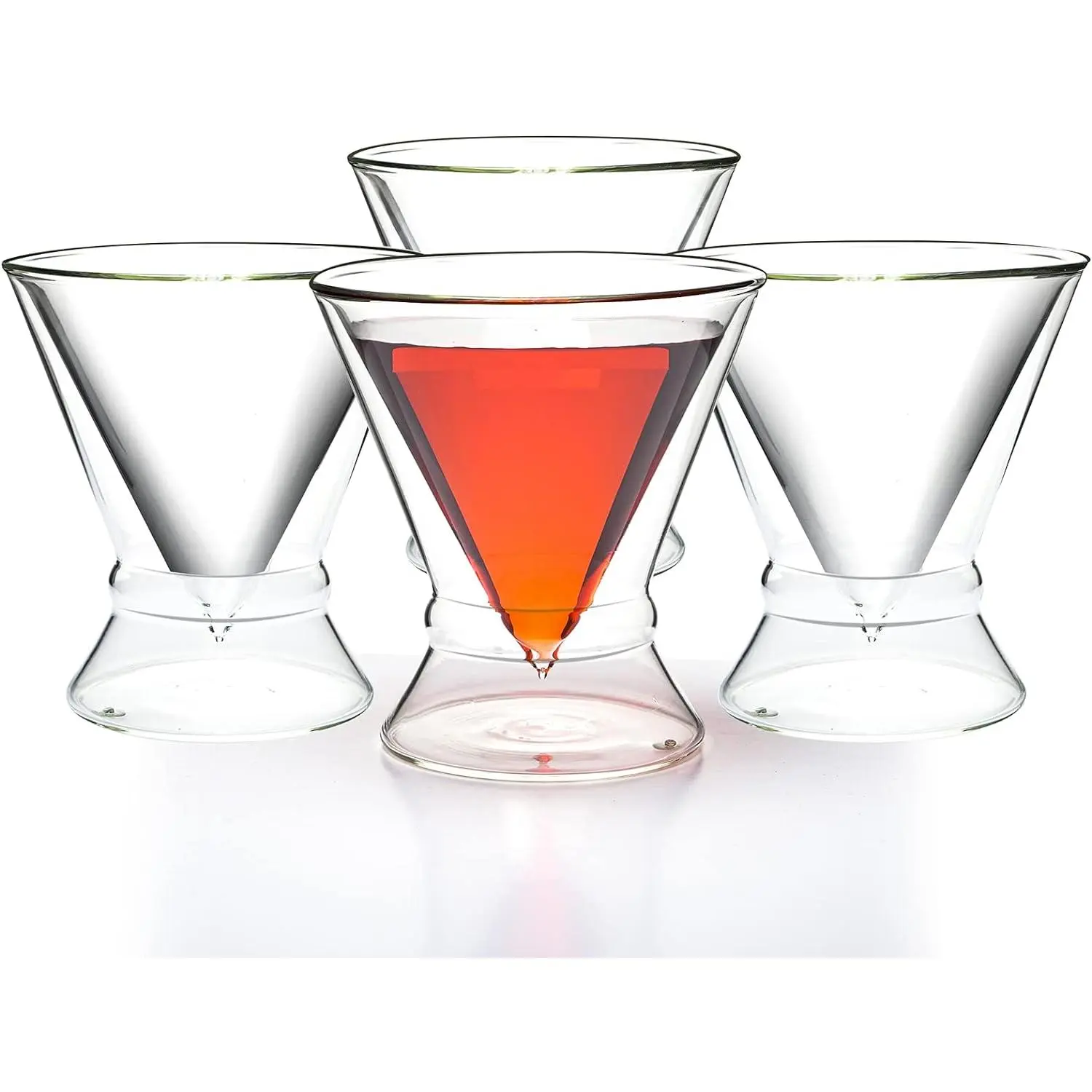 Double-Walled Stemless Martini Glasses - Set of 2/Set of 4 - 8oz Drinkware Drink