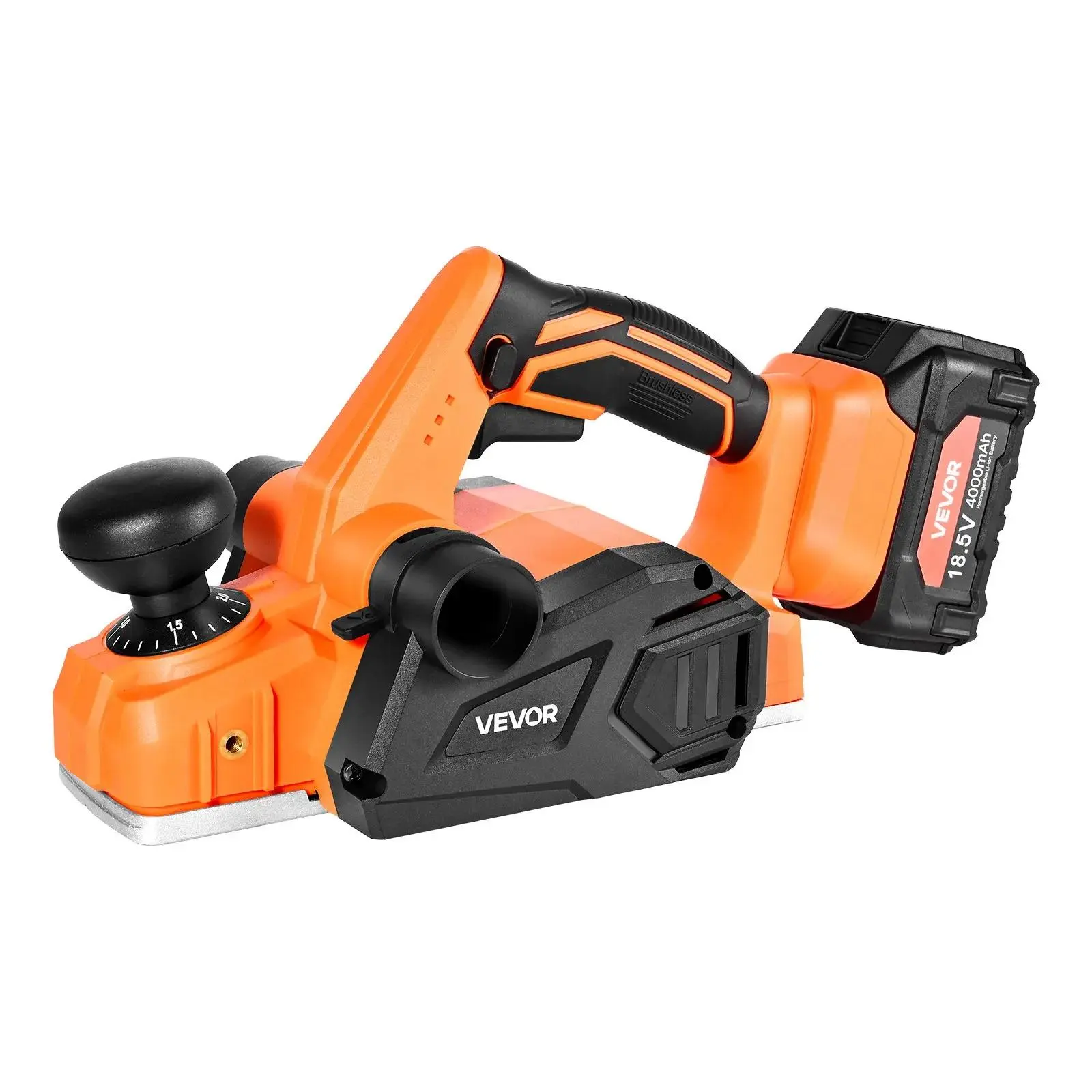 【Summerfinds】VEVOR Cordless Handheld Planer - 3-1/4-in Cut Width, 15000 RPM Brushless Motor, Adjustable Depth, Cutting, Dust Bag, Edge Smoothing, Dual-Switch Design, Precise Results for Woodworking Tools