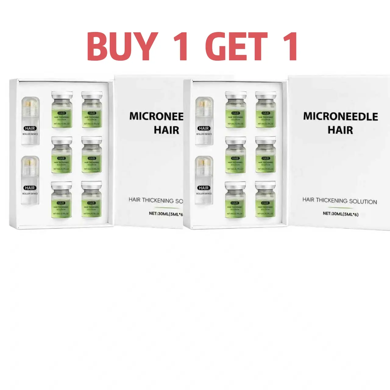 Buy 1 Get 1 Free Nourishing Hair Growth Roller Serum - Haircare Treatment with Ginger Root Oil, Peppermint Leaf Oil, Sophorolene, Vitamin E for Daily Scalp Care, 5ML X 6 Bottles