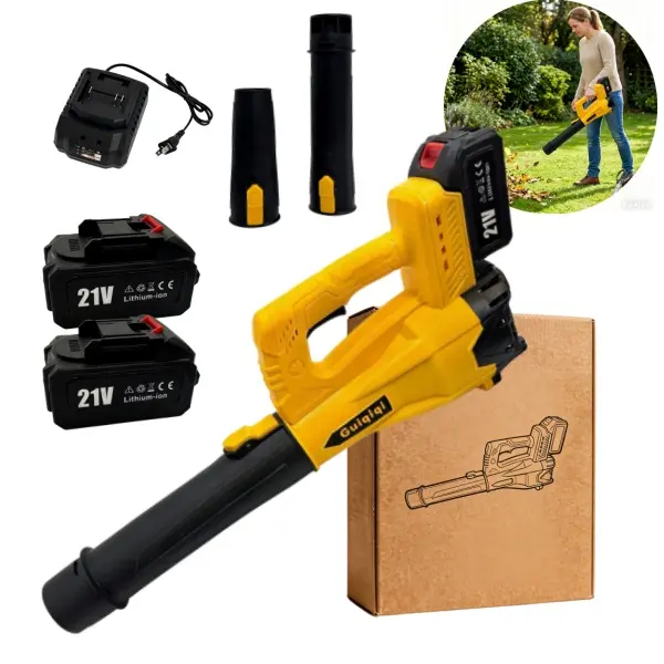 high-power cordless leaf blower featuring strong airflow, 6-speed adjustment, and an extended nozzle. With its ergonomic, non-slip handle and lightweight design, it is ideal for lawn maintenance, yard cleanup, snow removal, and clearing pet hair.
