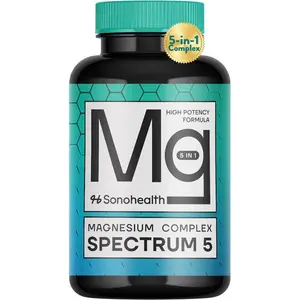 Spectrum 5 Magnesium – 5-in-1 Complex with 72 Trace Minerals for Enhanced Absorption – Irish Sea Sourced, Made in USA, Third-Party Tested – 500mg per Serving