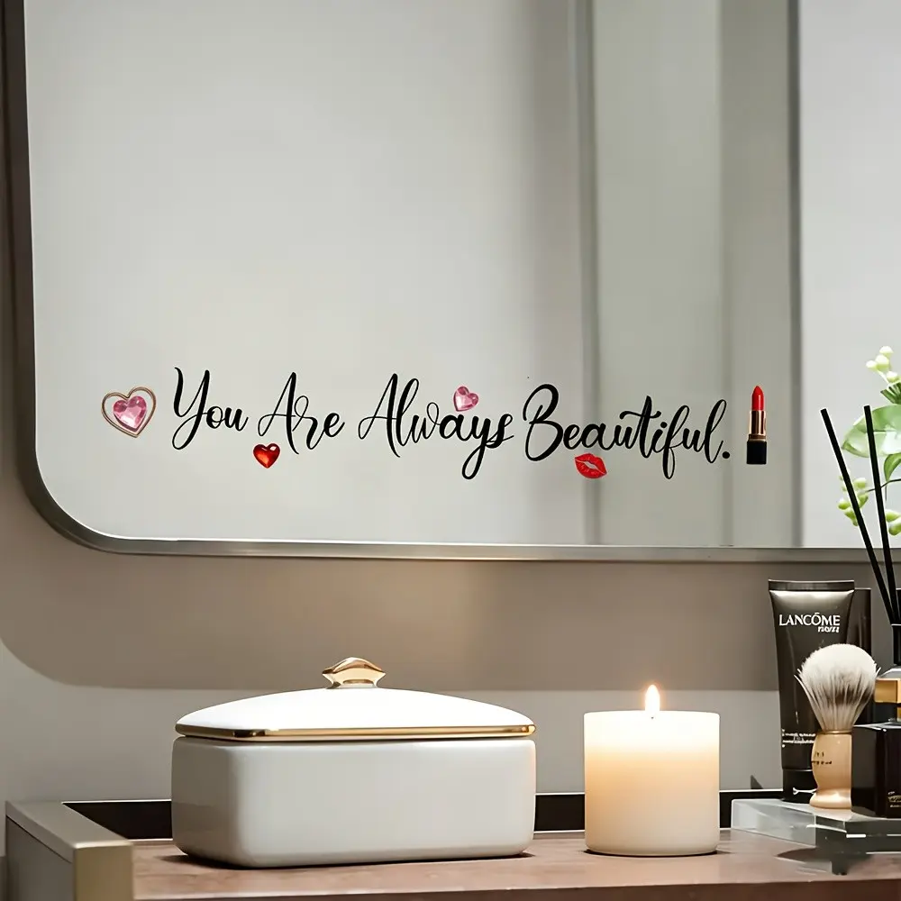 Beautiful Bathroom Mirror Sticker Letter Decal, Decoration Sticker, Home Decor, Perfect for Mirrors, Bathrooms, Makeup Mirrors, Glass Windows, New Decorative Gift