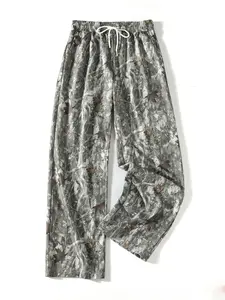 Women's Camo Wide Leg Pants with Pockets, Loose-Fit Adjustable Drawstring Waist, Casual Fashion for Spring Summer Fall, Adult Clothing, Womenswear