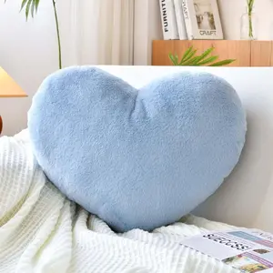 Dusty Blue Heart Pillows, Cute Heart Decorative Pillow, Heart Shaped Throw Pillows for Bed, Faux   Plush Hoom Decor Pillow Cushion for Chair Sofa Living Room (Medium-15.7"x11.8")