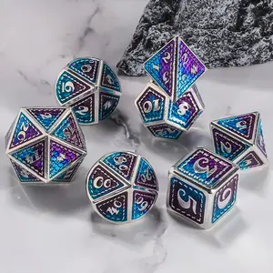 DND Metal D&D Dice Set,7 Pieces Dragon Scale Metallic D&D Die with Gift Patterned Dice Bag,Party Dice, for Dungeons & Dragon Game, TPG,Pathfinder,card games rpg