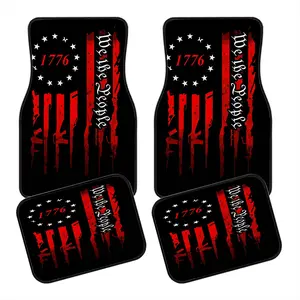 4pcs American Flag Car Floor Mats, Car Interior Accessory, Non-Slip Polyester Fiber Material, Durable Absorbent Easy Clean, Suitable for Trucks Suvs Front Rear Seats