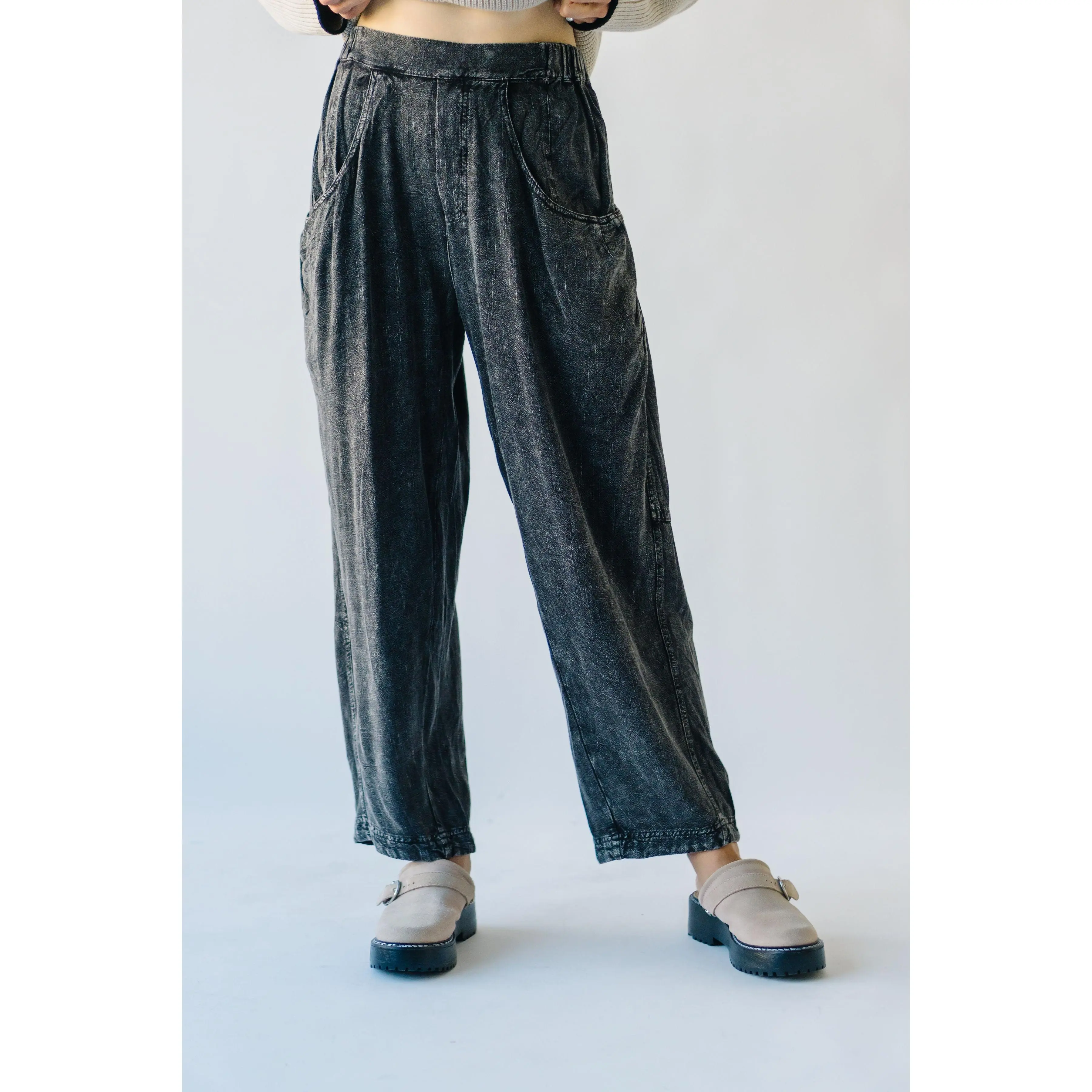 The Drussel Mineral Washed Barrel Pant in Black The Drussel Mineral Washed Barrel Pant in Black