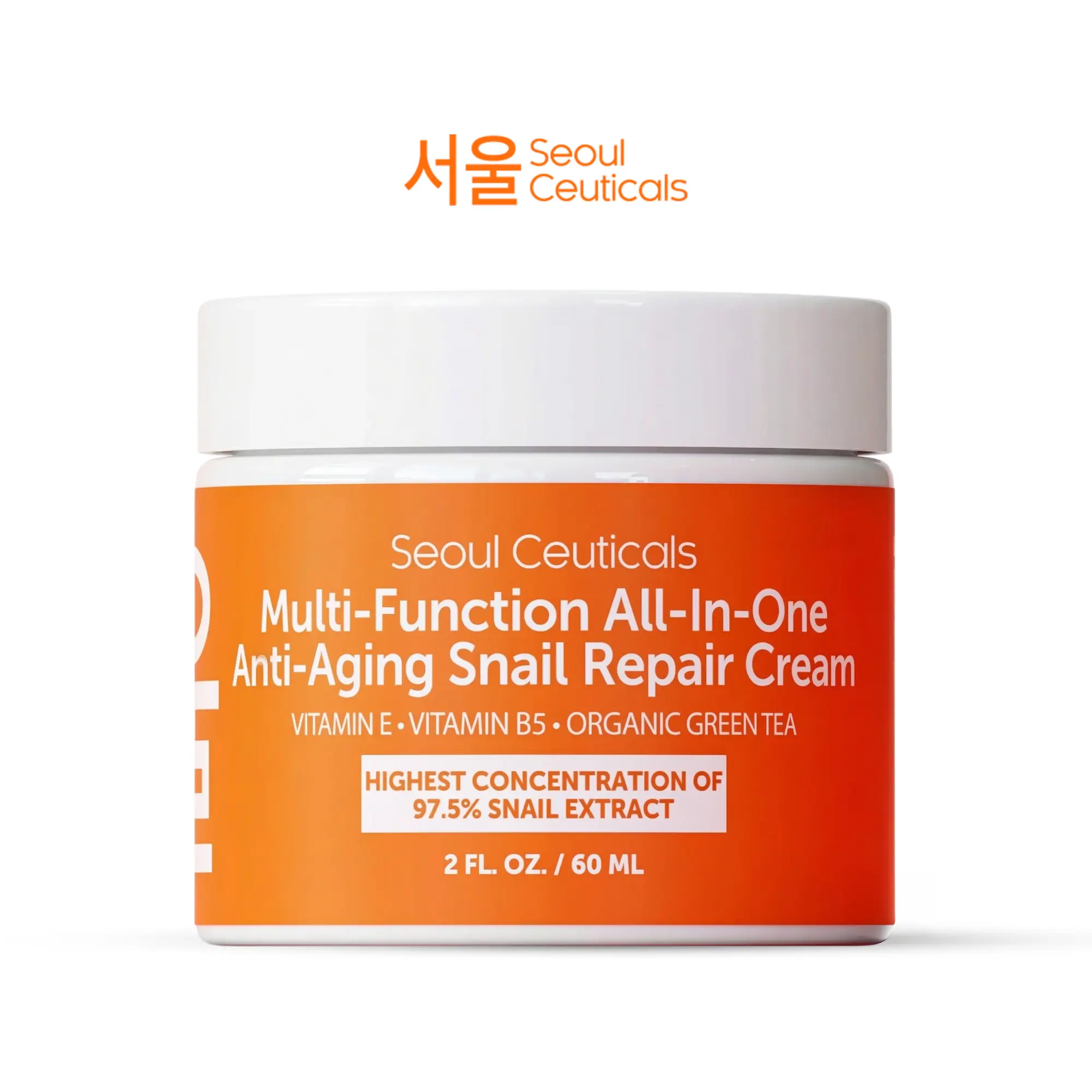 Multi-Function All-In-One Anti-Aging Snail Repair Cream - SeoulCeuticals Korean Skin Care 97.5% Snail Mucin Moisturizer Cream - K Beauty Skincare Day & Night Snail Repair Cream