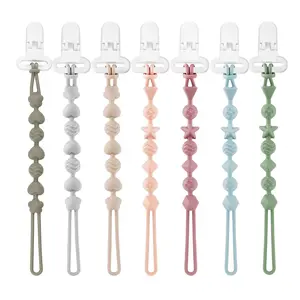 7 Pack Silicone Pacifier Clips, Pacifier Holder with One Piece Design