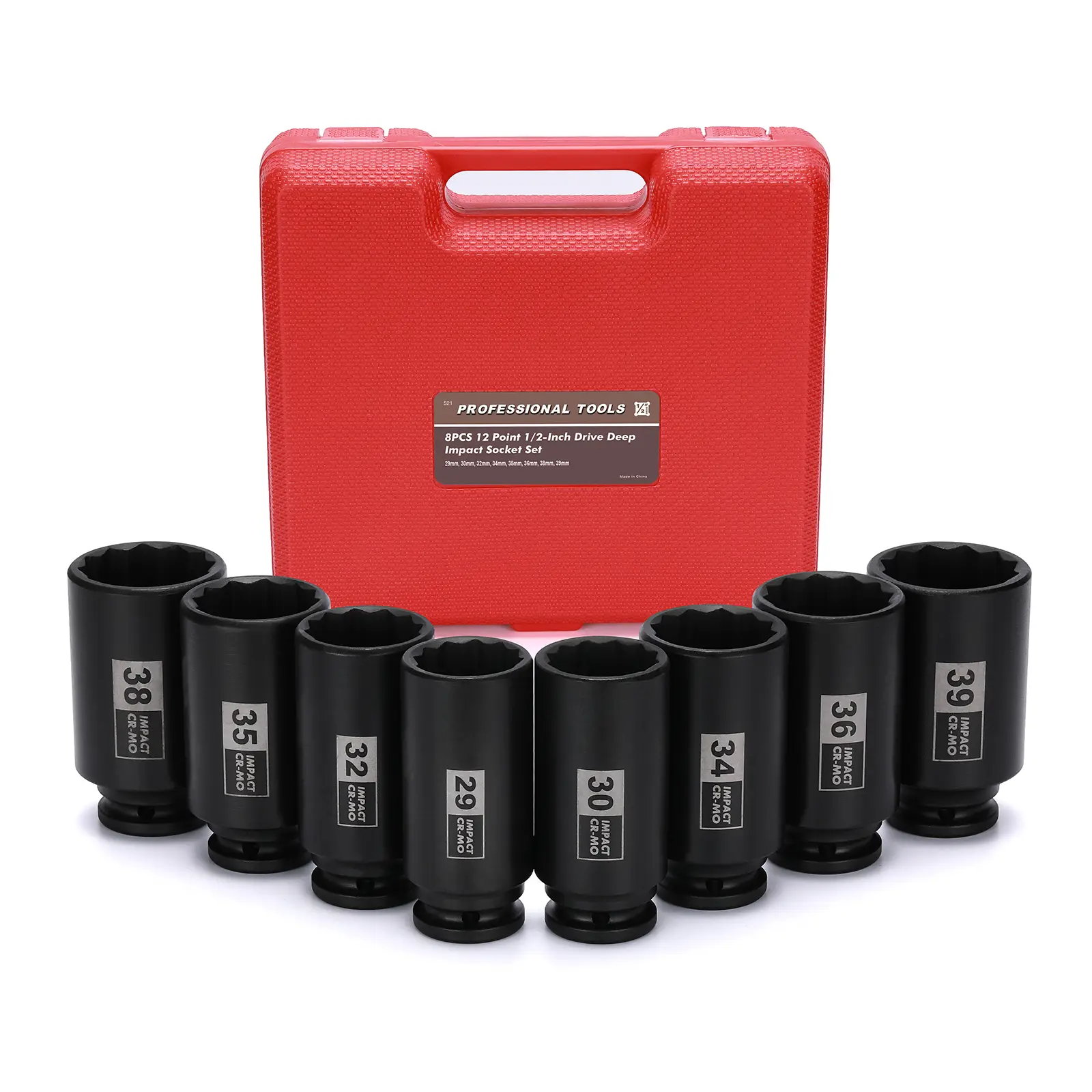 CASOMAN 8PCS 1/2" Deep Axle Nut Impact Socket Set CR-MO 12 Point Design Metric 29-39mm Professional Tools with Storage Case, #TikTokShopfalldealsforyo