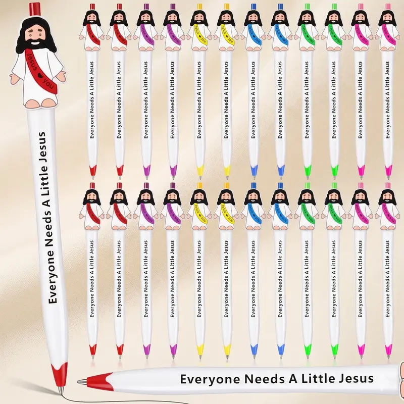 24/48Pcs Jesus Loves You Pens Mini Jesus Pens for Student Teacher Classroom Prizes Religious Party Favor Christian Pens for Employee Appreciation Gifts Office Supplies Sunday School Baptism Gifts Goodie Bags Stuffer Thanksgiving Gifts