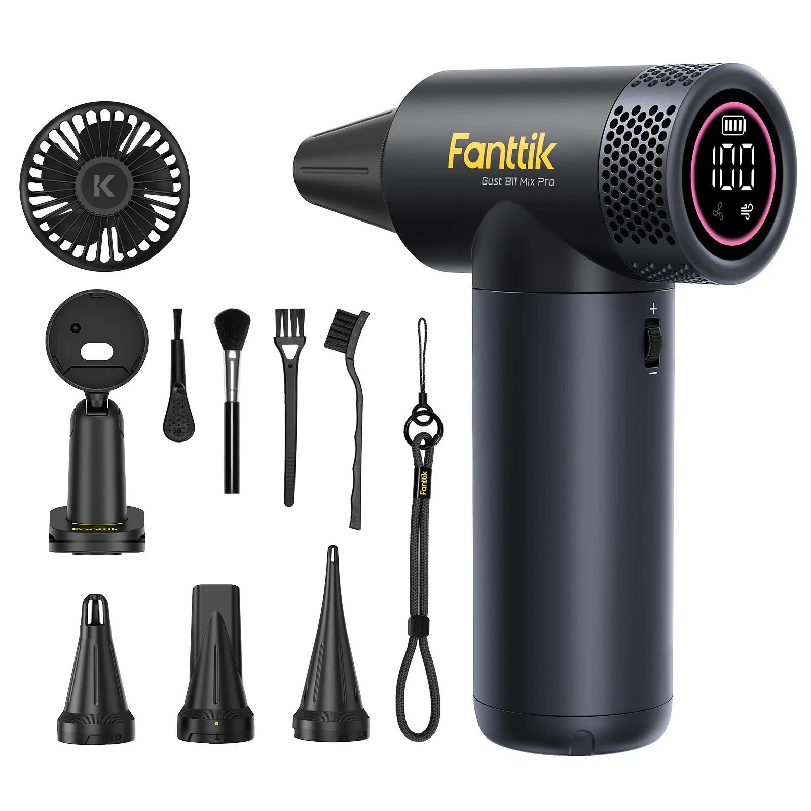 Fanttik Gust B11 Mix Pro 2-in-1 Electric Air Duster & Fan, 27.75Wh Rechargable Battery, 130000RPM Brushless Motor, Compressed Air Duster, 100 Stepless Gears, One-tap Booster, Electric Duster for PC, SummerWins summerwins