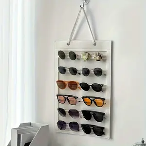 12 Slots Felt Sunglasses Organizer Hanging Wall Glasses Holder Dust Proof Storage Display Pocket Wall Stand Organizer Holder Dustproof Organizer