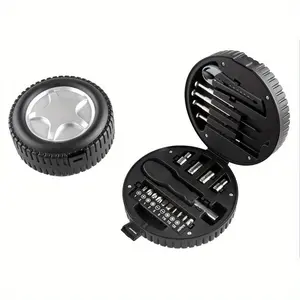 20pcs Metal Hand Tool Set with Tire-Shaped Toolbox, Creative Toolkit for Home Repair and Gifting, No Electricity Required