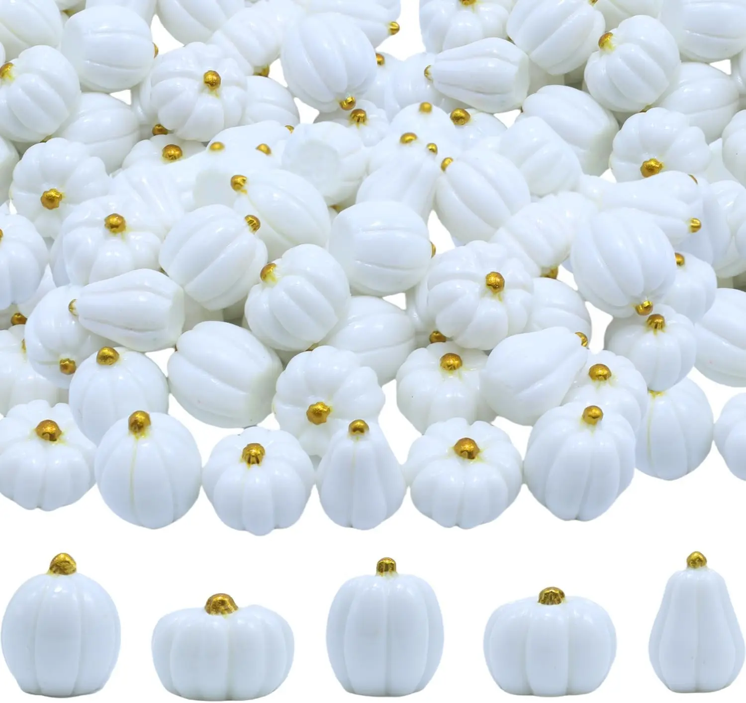 60Pcs Decorative White Mini Fake Pumpkins for Crafts Fall Halloween Thanksgiving Home Decor Vase Filler