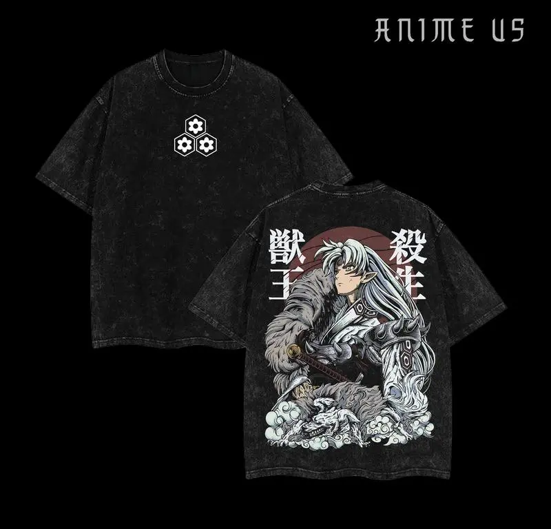 Inuyasha Sesshomaru Shirt Vintage Retro Wash Tee Vintage Anime 90s Anime Manga Washed Heavy Cotton T-shirt Anime Lover, Manga Lover Gift For Fan Inuyasha