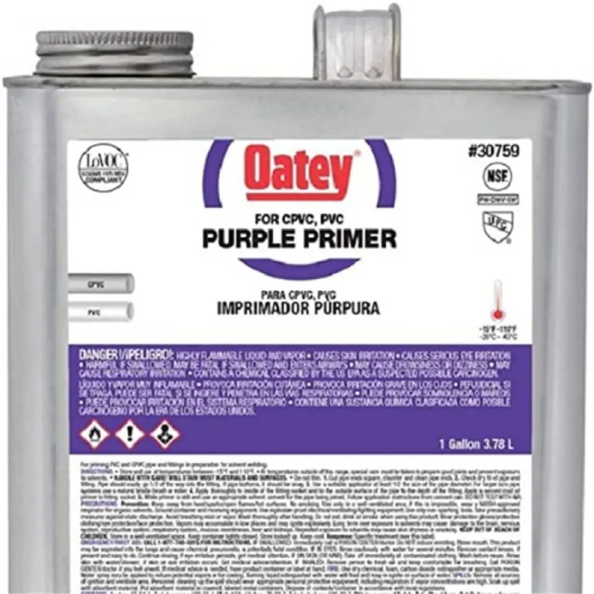 Oatey 30759 Purple Tint Plumbing Primer, 1 gal - NSF-Listed CPVC Adhesive Primer for Pre-Softening Pipe, Automotive & Motorcycle Paint Care Accessory