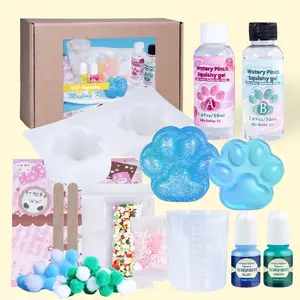 18pcs Transparent Taba for squishy Kit | 100ml Liquid Silicone for Squishy Maker, Super Soft Silicone Rubber Fast All-in-one for squishy Making Kit for Cat Paw Casting, Decompression Gift-Casting Molds, Mochi Squishy Toy