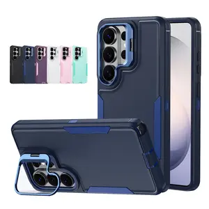 for Samsung Galaxy S26 Ultra S25 S24 S23 S22 Case, Built-in Stash Stand Phone Case, Slim Fit Bumper Hybrid Heavy Duty Shockproof Rugged Protection Defender Back Cover Protective Phone Case