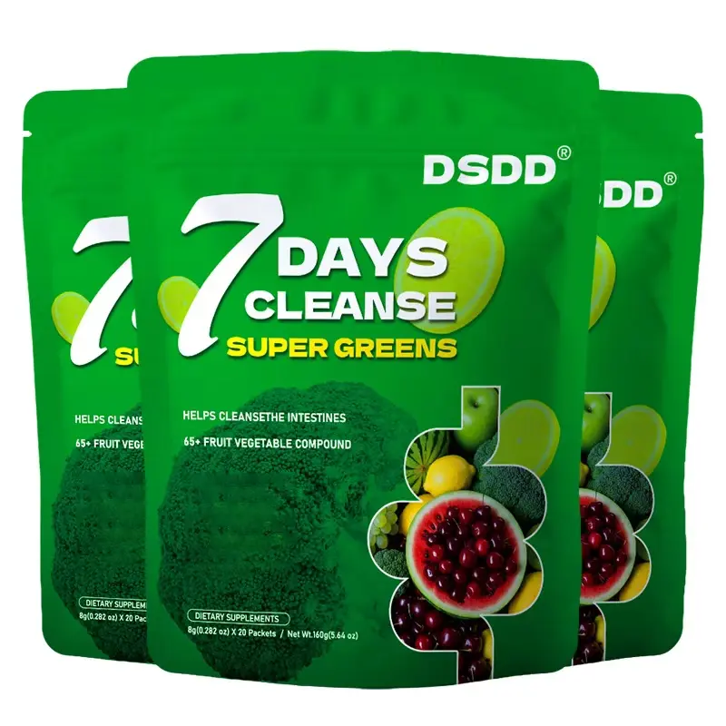 DSDD 7 Days Cleanse Super Greens + Moringa 3-in-1 Powder for Skin Hair & Gut Health Digestive Support Nutrient Absorption Detoxify Function Natural Supplement Dietary Fitness Wellness