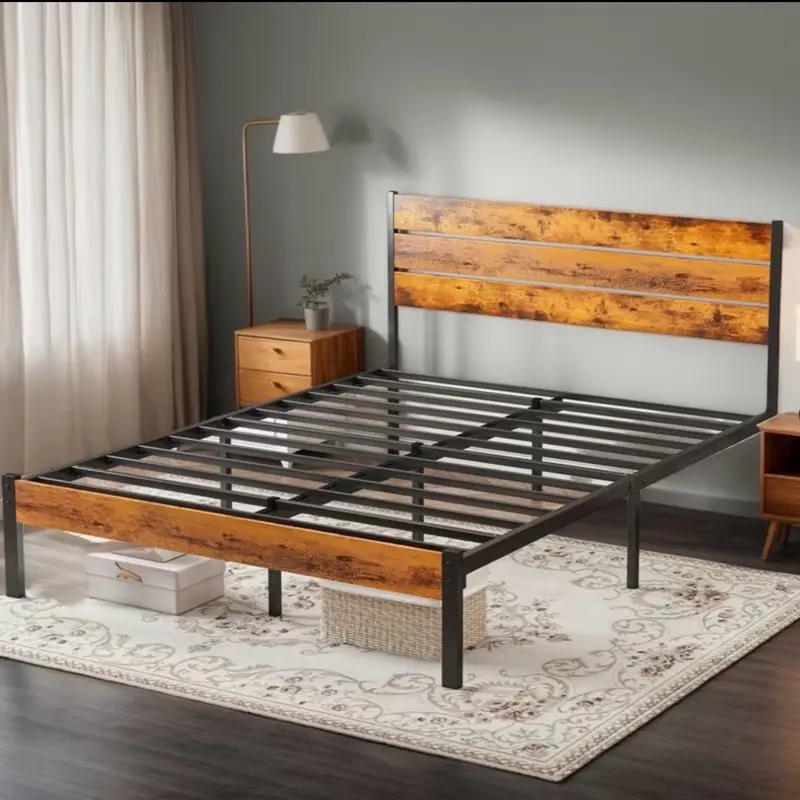 Modern All-Metal Bed Frame with Headboard, Footboard - Tool-Free Assembly, Underbed Storage, No Box Spring Needed - Available in Twin, Full, Queen Sizes