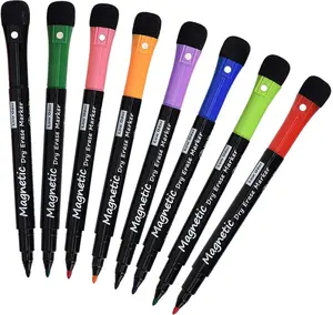Magnetic Dry Erase Markers, (8 Pack) Dealkits Low Odor White Board Markers Whiteboard Markers with Erasers for Kids Teacher Supplies for Classroom Work on White Board, Calender, Fine Tip Point