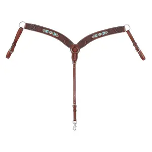 Weaver Leather Beaded Contoured Western Breast Collar - Chestnut Leather Horse Tack