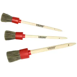 VIKING Car Detailing Brush Set for Car Cleaning Kit, Super-Soft Bristles for Exterior Detail, Includes Small, Medium, and Large Diameter Brush Heads, 3 Pack, Red