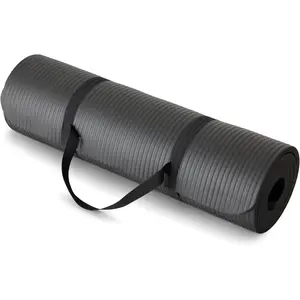 Extra Thick 1/3" Yoga Mat with Carrying Strap – Non-Slip High Density Exercise Mat for Women & Men, Cushioned Fitness & Pilates Mat for Home Gym, Floor Workouts, and Travel