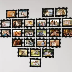 Wave Border Cardboard Photo Frames Set, Picture Frame Set, Includes Clips & Twine, DIY Hanging Album Frame, Perfect for Home School Office Wall Decor