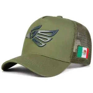 Breathable Mesh Snapback Hat with Mexico Flag Detail Adjustable Curved Brim Cap for Men and Women