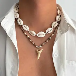 DearYou Studio B Puka Shell Necklace for Men Surfer Seashell Beach Shark Necklaces Summer Beaded Jewelry
