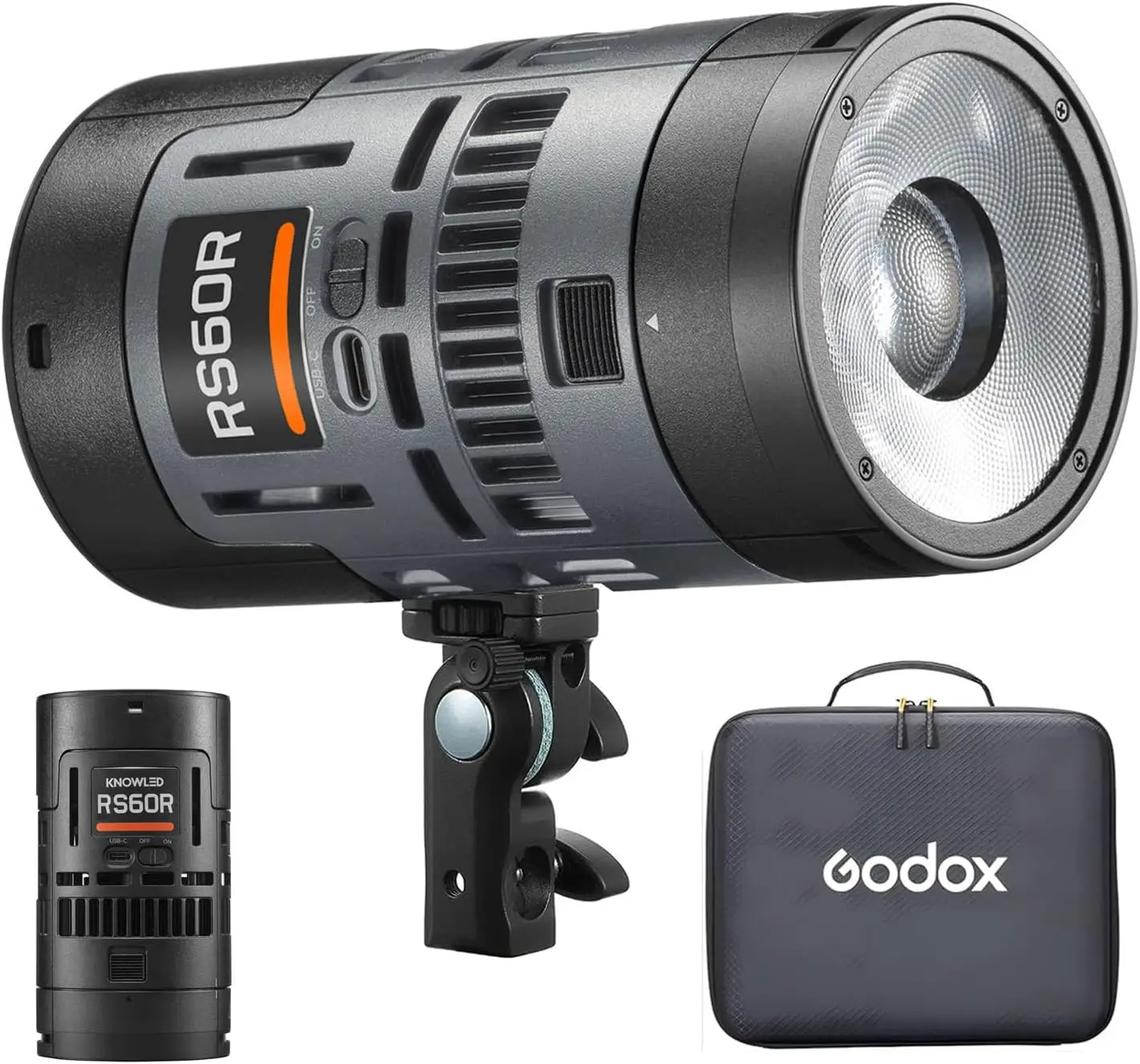 GODOX RS60R RGB Led Video Light, with CCT 1800-10000K, 14 Lighting Effects, HSI and RGBW Modes, Supports DMX/APP Control and Multiple Power Solutions
