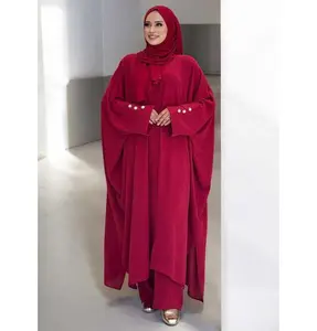 Modest Muslim Woman's Batwing Tunic & Pant Set - 8688 Red