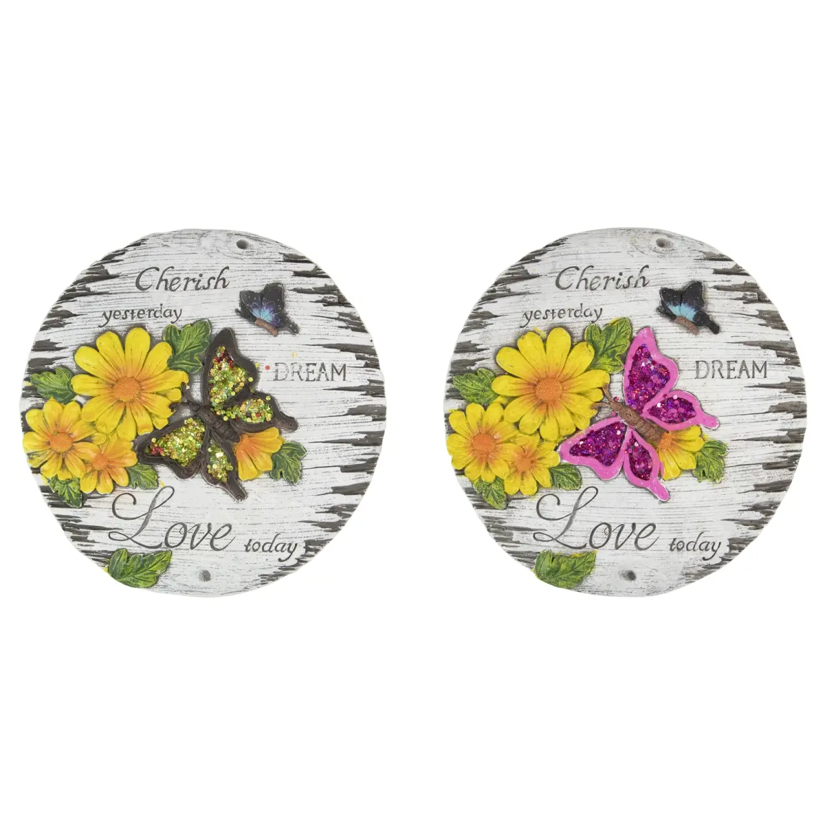 Northlight 34739307 10 in. Love Today Outdoor Floral Garden Stones - Set of 2