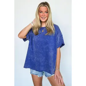 Serene Escapes Acid Wash Raw Edge Relaxed Fit Top - BACK IN STOCK