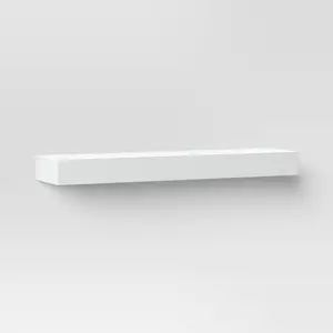 24" Floating Dark Wood Shelf White - Threshold: Modern Storage, Wall Mounted