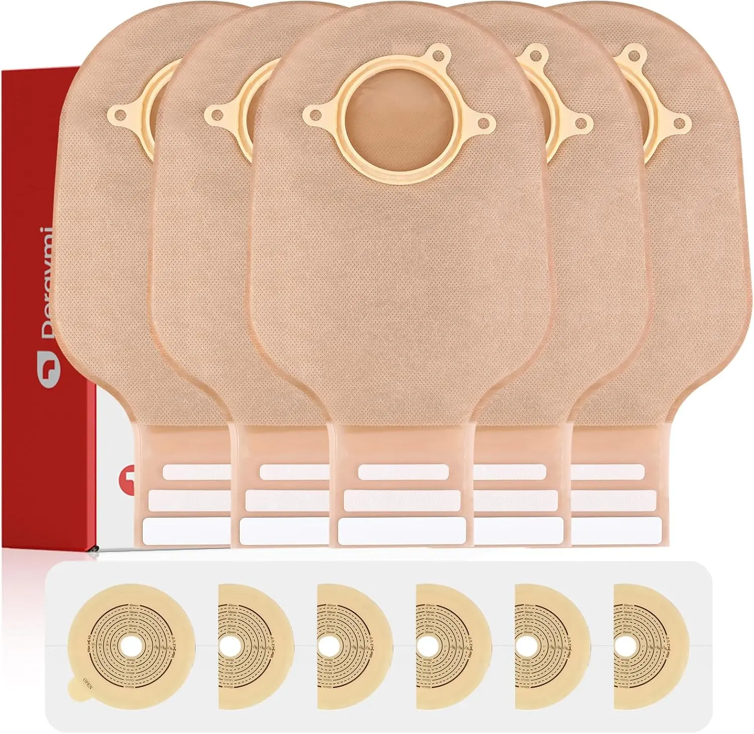 60 PCS Ostomy Supplies Colostomy Bags, Two Piece Drainable Ostomy Pouch for Adult with Closure, 15mm-60mm Cut-to-Fit, 2 Piece Ostomy Bags for Colostomy Ileostomy Stoma Care (40 x Bags+20 x Barriers)