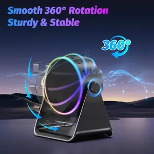 4-In-1 Wireless Bluetooth-compatible Audio Stereo Speaker with LED Ambient Lighting Rotating Stand, Surround Sound & Charging, Portable Desktop Holder for Home Shower Outdoor Travel Gift