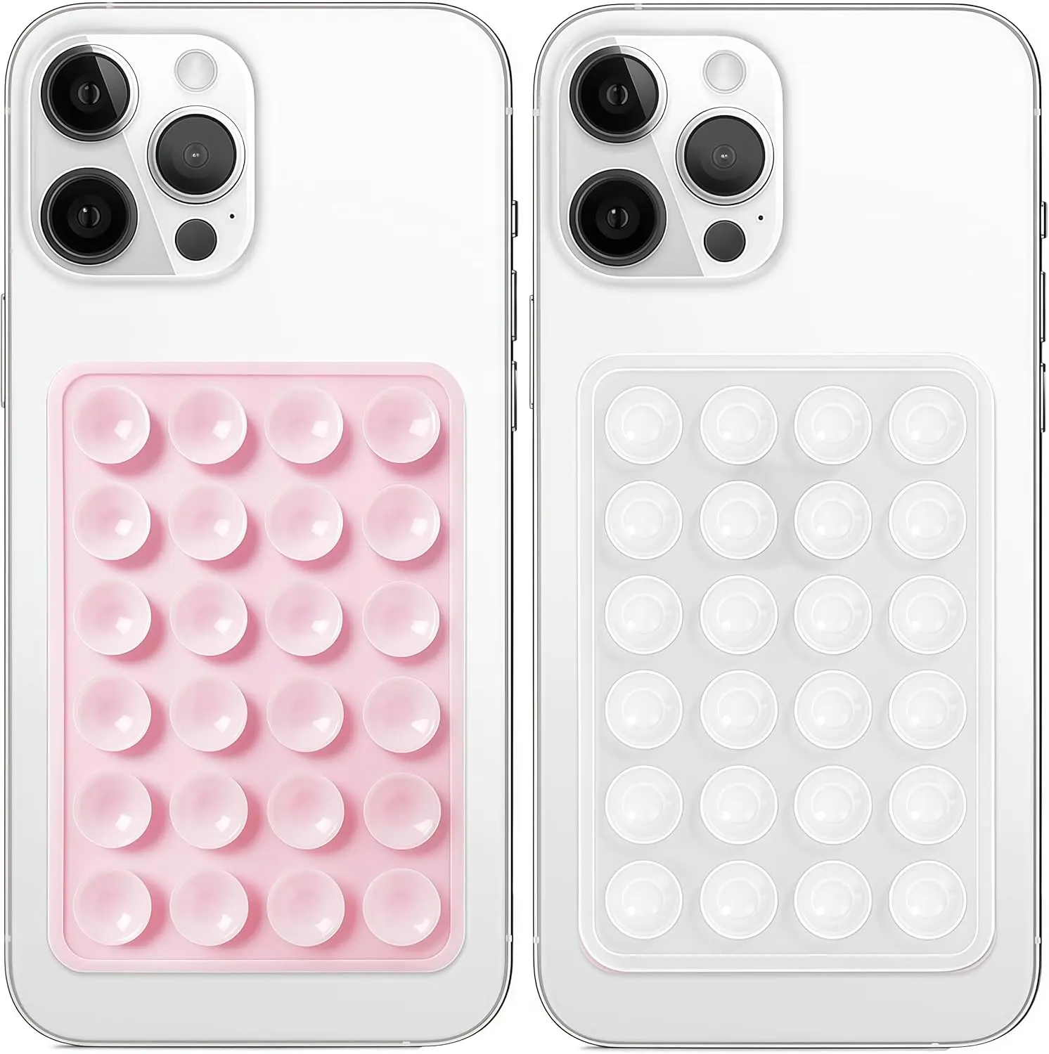 2pcs Silicone Double-Sided Suction Cup Smartphone Case Detachable Mount - Mobile Accessory with Fidget Sticky Grip, Hands-Free Stand, Ideal for Content Creators (Selfies & Videos), Silicon