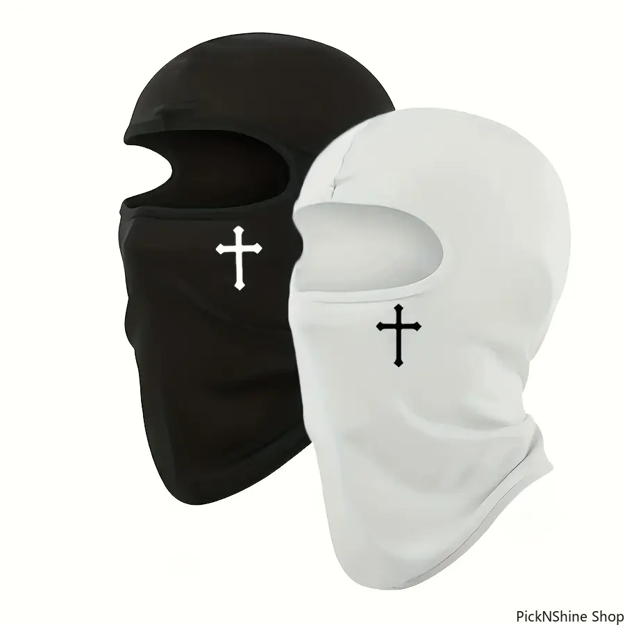 Unisex Basic Synthetic Black Windproof Balaclava, Full-Face Polyester Headwear, Lightweight Wear, Breathable, Moisture-Wicking, Moisture Control, Quick-Drying for Cycling, Hiking, Ski Mask