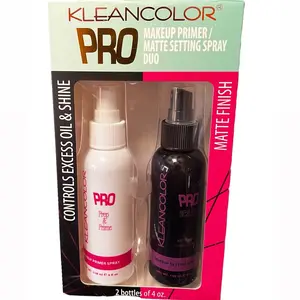 KLEANCOLOR-Makeup Primer + Matte Setting Spray Duo Controls Excessive oil & Shine Set-Get the unstoppable Pro Prep & Prime Makeup Primer Spray&Pro Sealer Makeup Setting Spray 4oz Each - Matte Finish-The same great formulas now in a 4 times larger size!